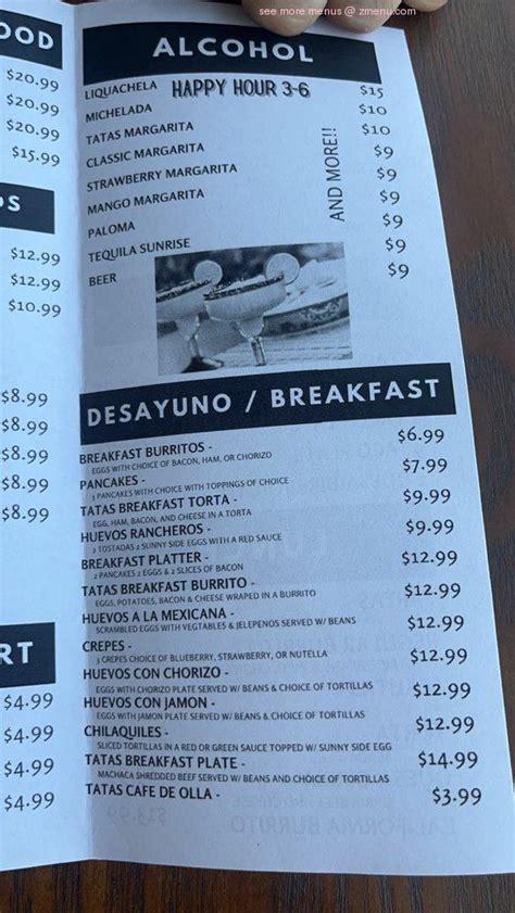 tata cafe menu